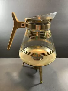Vintage MCM Instant Coffee Maker/Server with Warmer Inland Glass 22 K Gold - Picture 1 of 10