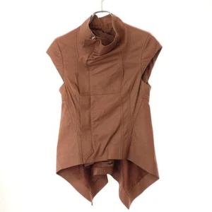 Rick Owens 21SS TEC Naska lamb Leather Vest stand collar Throat Pink Brown Used - Picture 1 of 6