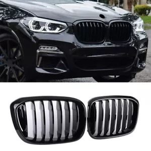 Gloss Black Front Hood Kidney Grille Grill for BMW X3 X4 G01 G02 2018-2020 2019 - Picture 1 of 11