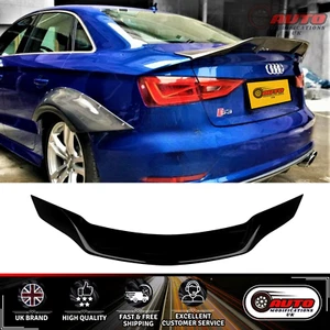 Audi A3 S3 RS3 8V Saloon Rear High Kick Ducktail Boot Spoiler Gloss Black 13-20 - Picture 1 of 10