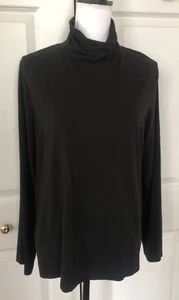 Eileen Fisher Black Tencel Lyocell Spandex Jersey Knit Turtleneck Tunic Top XL - Picture 1 of 5