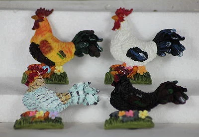 AMAZONIA WORLD 8cm COCKEREL FRIDGE MAGNETS - POULTRY - FARMYARD - FAVOURS - STOCKING GIFTS