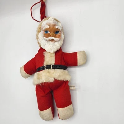 Plush Rubber Face SANTA Vintage Japan Christmas Toy by FIESTA Stuffed 12" - Image 1 of 4