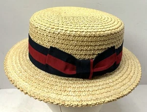 Scala Classico Mens Dress Straw Laichow Braid Boater Gondola Hat Size Medium - Picture 1 of 7