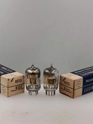 Pair Western Electric 407A NOS NIB 100/100% Black Plates D Get Serious Tube B119 - Image 1 of 4
