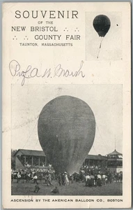 TAUNTON MA BALLOON NEW BRISTOL COUNTY FAIR ANTIQUE POSTCARD - Picture 1 of 2
