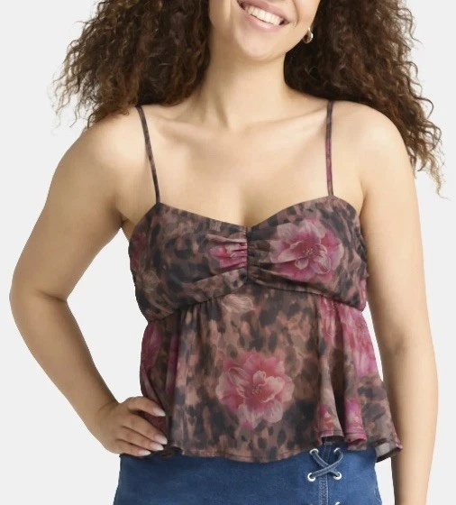 MADDEN NYC Red Floral Cami Babydoll Top. Size M(8-10). Great Layering Top