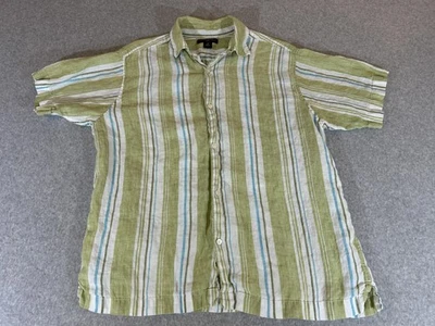 Banana Republic Shirt Mens Medium Linen Button Stripe Lightweight Camp Cruise - Image 1 of 4