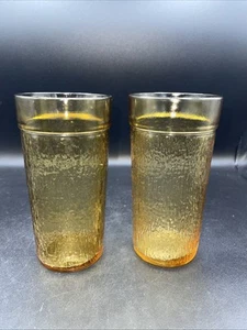 Juego de 2 vasos altos (6") con textura de corteza de árbol ámbar vasos de té helado MCM - Imagen 1 de 7