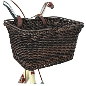 Bike Basket, Wicker Basket for Bike, Hand-Woven Bicycle Basket, Brown - Picture 1 of 7