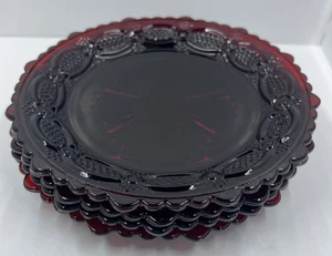 Avon 1876 Cape Cod Dessert Plates Ruby Red Glass 7 Inch Set Of 4 Vintage - Picture 1 of 8