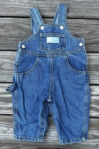 VINTAGE 80s 90s Guess Jeans BABY Overalls Size 12 Months Denim - Picture 1 of 6