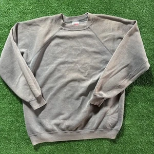 Vintage Hanes Faded Crewneck Sweatshirt Long Sleeve Gray Men's Medium Large R1 - Picture 1 of 5