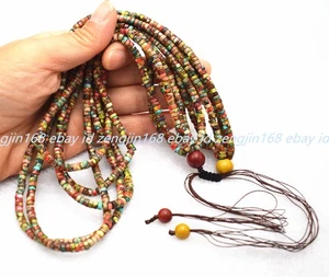 Collar de piedras preciosas delicadas de piedra de jaspe floral natural 5 filas 2x4 mm 18-22 pulgadas - Imagen 1 de 12