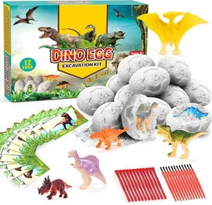 Dino Eggs Dig Kit, 12 Pack Dinosaur Excavation Set, Easter Gift... - Picture 1 of 8