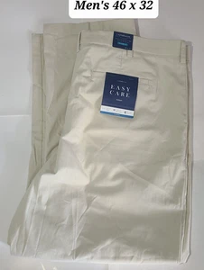 Croft Barrow Pleated Beige Chino Pants Men's Size 46 x 32 NWT - Picture 1 of 6
