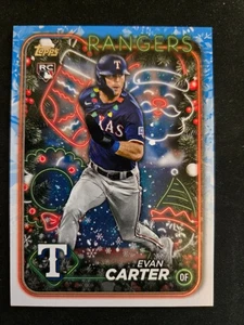 2024 Topps Holiday Variation SP Lights H141 Evan Carter RC, Texas Rangers - Bild 1 von 2
