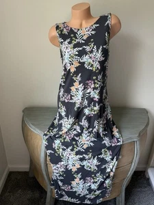 J.Jill Maxi Dress Women's S Gray Spring Floral Round Neck Sleeveless Jersey Knit - Picture 1 of 5