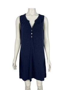 Lilly Pulitzer Sleeveless Essie Dress Medium Navy Blue Shift Short Button - Picture 1 of 5