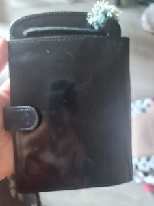 Black Leather passport money travel hanging neck wallet purse theft prevention - Picture 1 of 4