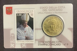 Vatican City 2015 Sc# 1588 and 50 Euro Cent Stamp & Coin Card No 9 - Picture 1 of 2