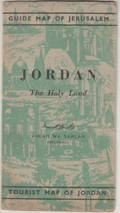 TRANSJORDAN-PALESTINE-JORDAN V. old Rare Tourist Map THE OLD CITY JERUSALEM 1953 - Picture 1 of 6