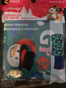 DISNEY Boys 2 Piece Multipurpose Christmas Themed Neck Gaiter Mickey & Snowman - Picture 1 of 4