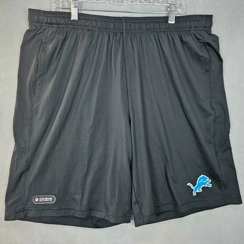 Detroit Lions Under Armour Shorts Mens 2XL Black NFL Combine Loose Fit Heat Gear Cover