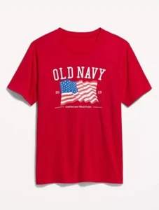 Old Navy Unisex Kids T-Shirt 10 Large Red American Flag Graphic Tee 2023 SS NWT - Picture 1 of 5