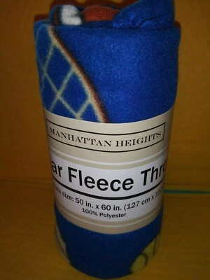 Dark Blue Sport Themed Balls/Net  50 X 60 Fleece Blanket by Manhattan Heights - Image 1 of 4