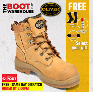 Oliver Work Boots, 55332z, Steel Toe Cap Safety, Side Zip, Scuff Cap  FREE GIFT!