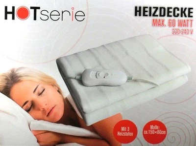 HOTSERIE Elektrische Heizdecke Wärmedecke 150 x 80 cm Wärmeunterbett 60 Watt NEU