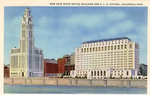 Ohio State Office Building & A.I.U. Zitadelle, Columbus, Ohio, 1933 --POSTKARTE - Bild 1 von 2