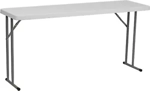 5-Foot Folding Table Rectangle Granite White Plastic Folding - Picture 1 of 5