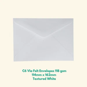 Sobres Via Felt White C6 118 gsm 20/pk 114 x 162 mm - Imagen 1 de 2