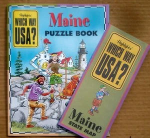 Highlights Maine ME Which Way USA Puzzle Book With Map NOS - Bild 1 von 3