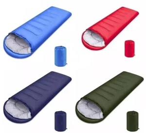 2 Season Adult Single Sleeping Bags Camping Rectangular Envelope 4 Colour Choice - Picture 1 of 20