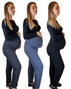 Maternity Trousers Loungewear Soft Touch Cotton Rich Pregnancy Yoga Gym Casual - Picture 1 of 18