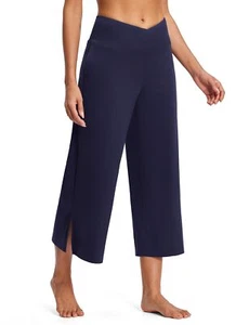 25" Wide Leg Yoga Pants for Women High Waisted Womens Loose Lounge Cropped Pa... - Picture 1 of 7