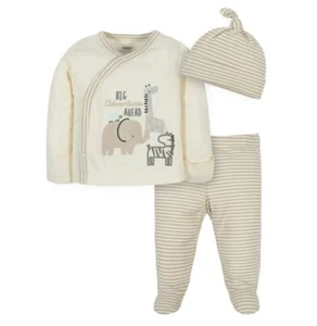 Gerber Niño Niña Neutro Prematuro Conjunto Nuevo con Etiquetas Unisex Llévame a Casa Conjunto Animales - Imagen 1 de 1