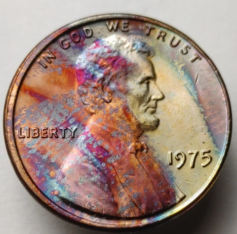 1975 Lincoln penny monster toned unc us one cent coin #352 Cover
