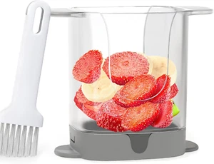 Upgrade Fruit Slicer, Multifunctional Strawberry Slicer with Cleaning Brush, Cu - Picture 1 of 6