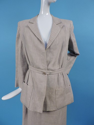 GIACCA DI LINO A RIGHE VINTAGE VALENTINO DI MARCA CON TASCHE PER ABITO