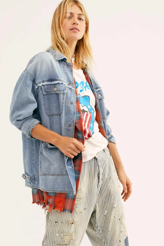 New Free People Field Day Denim Jacket size Extra Small MSRP: $198 - Image 1 of 3