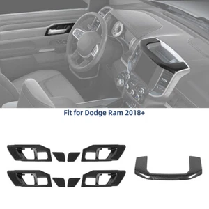 Carbon Fiber Central Storage Box & Inner Door Hanlde Trim For Dodge RAM 1500 18+ - Picture 1 of 20