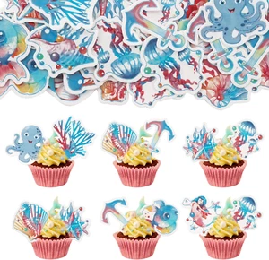 46Pcs Edible Mermaid Cake Decorations under the Sea Mermaid Cupcake Toppers Ocea - Picture 1 of 12