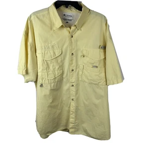 Columbia Shirt Mens XL Yellow PFG Short Sleeve Fishing Marina Treasure Island - Picture 1 of 4