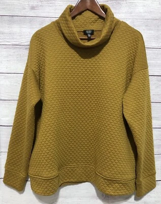 Jones New York Signature Quilted Cowl Neck  XL  Gold Pullover Sweatshirt EUC - Image 1 of 4