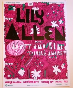 LILY ALLEN W/ MATT & KIM - BOWERY BALLROOM - 2009 - MYSPACE SECRET SHOW POSTER - Picture 1 of 3