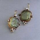 New Vintage Trend Green Color Square Shape Inlay Pearls Dangle Earrings Wome  GF